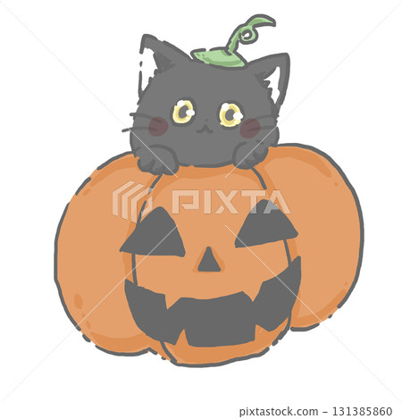 黑貓進入萬聖節南瓜 131385860