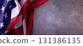 American Flag on the grey background with copy space . Border for Independence day or Veteran's day. 131386135