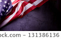 American Flag on the grey background with copy space . Border for Independence day or Veteran's day. 131386136