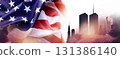 Patriot Day banner template. September 11 Memorial Day for the United States of America concept. Remembrance Day for the Victims of the Terrorist Attacks. Patriot Day. 131386140