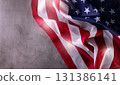 American Flag on the grey background with copy space . Border for Independence day or Veteran's day. 131386141