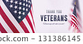 Thank you Veterans concept Banner with United States National Flag. 131386145