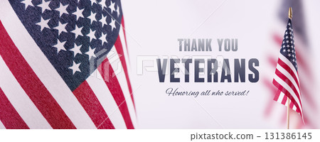 Thank you Veterans concept Banner with United States National Flag. 131386145
