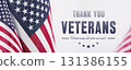 Thank you Veterans concept Banner with United States National Flag. 131386155
