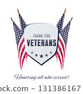 Thank you Veterans concept Banner with United States National Flag. 131386167