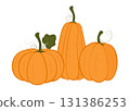 Pumpkins isolated on white background. Pumpkin Day. Harvest Day. Elements for design banner, poster, invitation, advertisement, greeting card. 131386253
