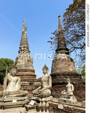 Wat Yai Chai Mongkhon ruins in Ayutthaya, a World Heritage Site in Thailand 131386287