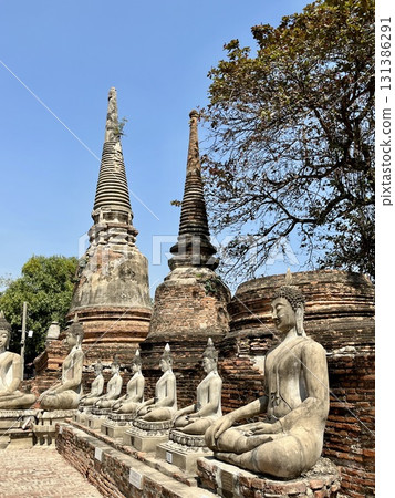 Wat Yai Chai Mongkhon ruins in Ayutthaya, a World Heritage Site in Thailand 131386291