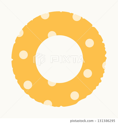 Yellow polka dot swimming ring. Isolated element for design. Summer, vacation, rest concept 131386295