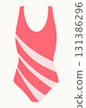 Female pink swimsuit. Clothes for vacation, summer, swimming, recreation. Vector element for design 131386296