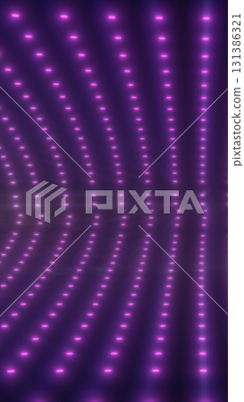 An array of glowing purple dots arranged in rows, creating an abstract, futuristic pattern 131386321