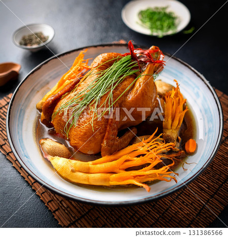 Flavorful Braised Spring Chicken with Cordyceps Flavorful Braised Spring Chicken with Cordyceps 131386566