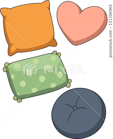 Illustration of four cushions 131386969