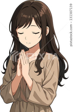 一位婦女禱告的插圖 一位婦女禱告的插圖 131387139