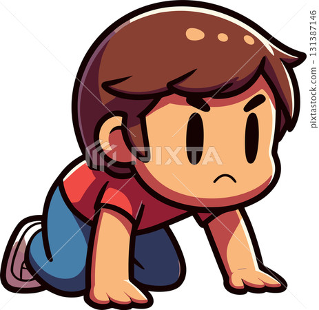 一名男子跪在地上的插圖 131387146