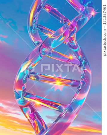 抽象螺旋 DNA 網路霓虹色 131387461