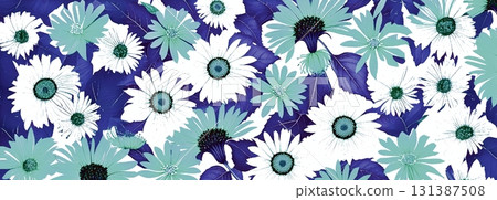 Background material, background image, pattern material, background illustration, wallpaper, Rudbeckia, light blue 131387508