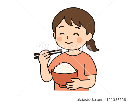 A girl who eats rice 131387538