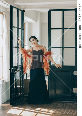 Woman in a black wedding dress 131387637