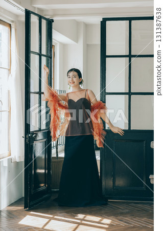Woman in a black wedding dress Woman in a black wedding dress 131387638