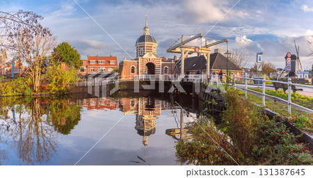 Morspoort and canal in Leiden Netherlands Morspoort and canal in Leiden Netherlands 131387645