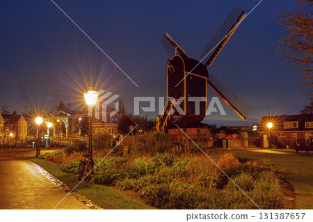 Windmill at night in Leiden Netherlands Windmill at night in Leiden Netherlands 131387657