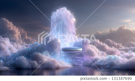夢幻般的水晶椅在雲層之上閃耀 131387690