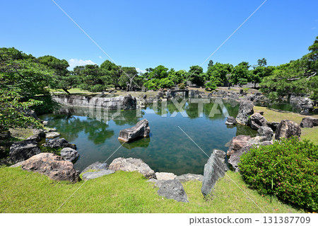 Kyoto "Nijo Castle" gate and stone wall 131387709