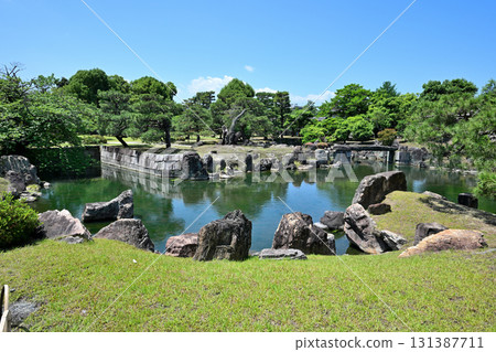 Kyoto "Nijo Castle" gate and stone wall 131387711