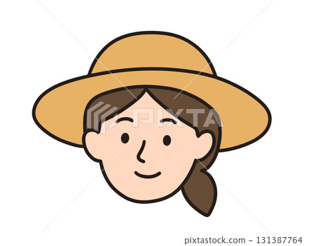 一位戴著帽子的女人的插圖，農民 131387764
