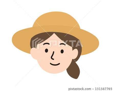一位戴著帽子的女人的插圖，農民 131387765