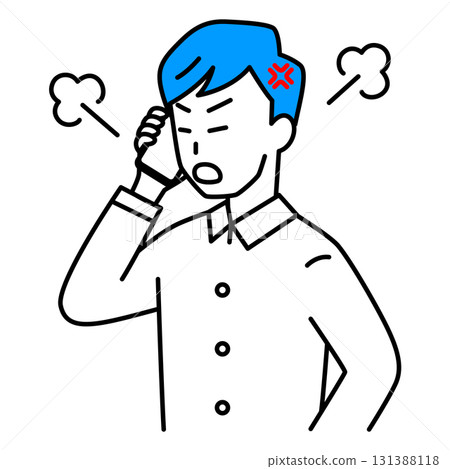 年輕人在用智慧型手機說話時生氣 年輕人在用智慧型手機說話時生氣 131388118