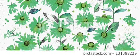 Background material, background image, pattern material, background illustration, wallpaper, Rudbeckia, green 131388229