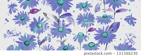 Background material, background image, pattern material, background illustration, wallpaper, Rudbeckia, light blue 131388230