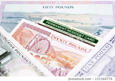 American Permanent Resident Card on Manx money 131388778