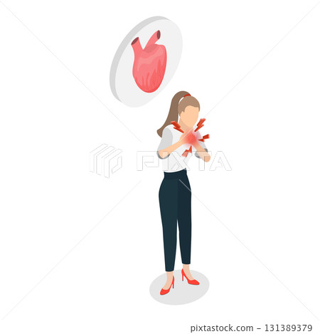 3D Isometric Flat Vector Illustration of Heart Attack, Cardiac Failure. Item 4 3D Isometric Flat Vector Illustration of Heart Attack, Cardiac Failure. Item 4 131389379
