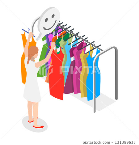 3D Isometric Flat Vector Illustration of Recycling And Donation, Donating Garments To Charity. Item 7 3D Isometric Flat Vector Illustration of Recycling And Donation, Donating Garments To Charity. Item 7 131389635