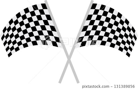 Two crossed checkered flags signify the end of a race, victory, or reaching a goal. Finish line Two crossed checkered flags signify the end of a race, victory, or reaching a goal. Finish line 131389856