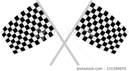 Crossed finish line flags against a black background, signaling victory or the end of a race. Crossed finish line flags against a black background, signaling victory or the end of a race. 131389859