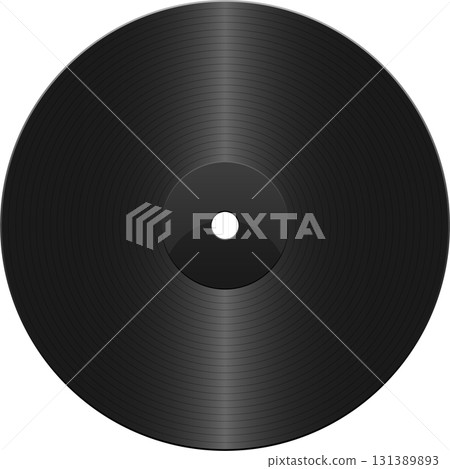A sleek, black vinyl record, reflecting light, evokes classic music and timeless entertainment. 131389893