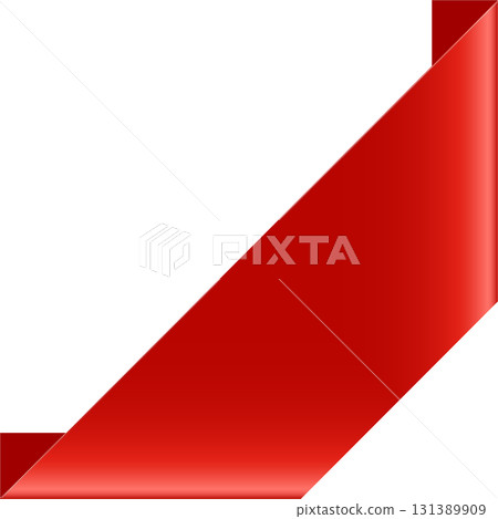 Vibrant red ribbon corner overlay on a stark black background creates visual interest and depth. Vibrant red ribbon corner overlay on a stark black background creates visual interest and depth. 131389909