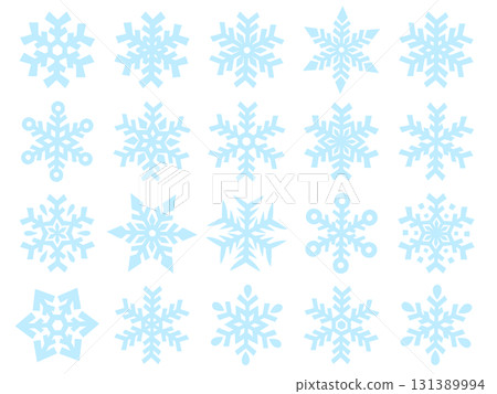 淡藍色雪花插圖集 131389994