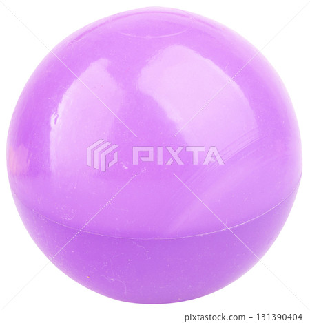 Purple Plastic Cat Toy Ball on White Background Purple Plastic Cat Toy Ball on White Background 131390404