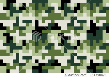 camouflage seamless pattern background vector pixel texture military textile army camo clothing black green colors 131390826