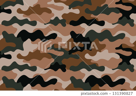 camouflage seamless pattern background vector texture military textile army camo clothing brown colors 131390827