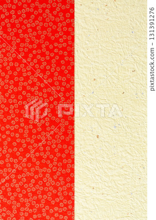 Red and light yellow washi paper with gold floral patterns Red and light yellow washi paper with gold floral patterns 131391276