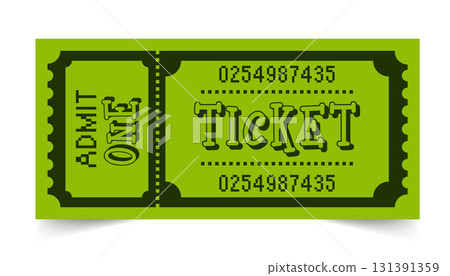 Ticket vector template. Perforated vintage paper admit one ticket for music concert, cinema, party or any other event 131391359
