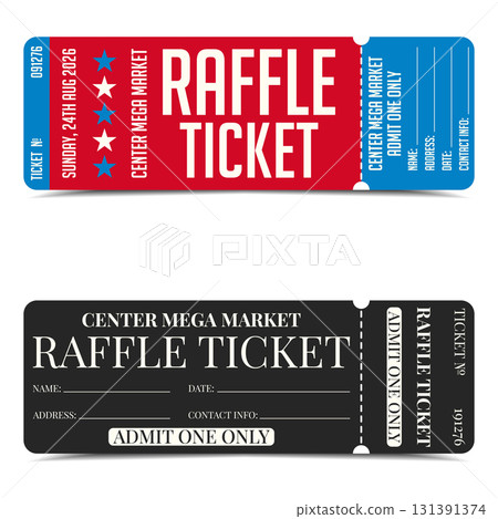 Vintage Raffle and Event Ticket Design 131391374