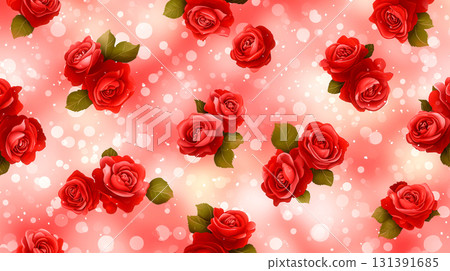 Beautiful Red Roses on a Soft Pink Background with Gentle Bokeh Effects Beautiful Red Roses on a Soft Pink Background with Gentle Bokeh Effects 131391685