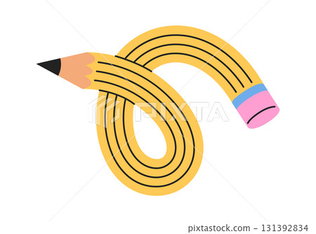 Twisted yellow pencil hand drawn Twisted yellow pencil hand drawn 131392834
